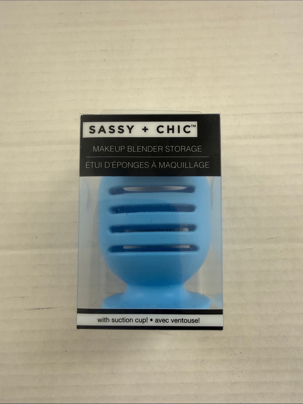 Sassy + Chic Blue Makeup Blender Storage with Suction Cup